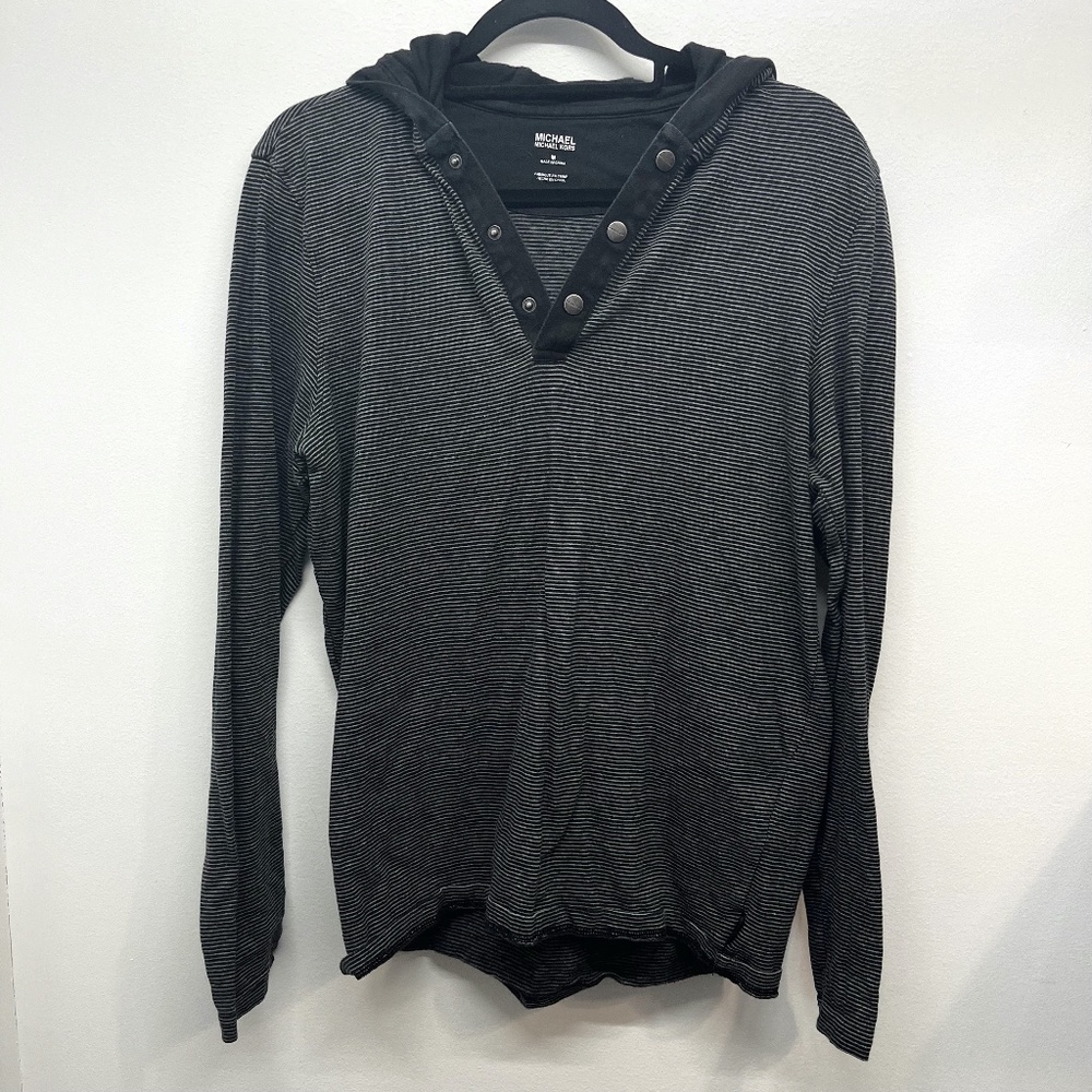 Michael Kors Distinguished Hoodie Long-Sleeve Tee Size M